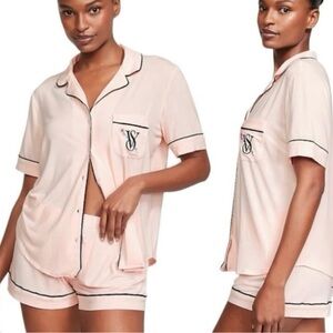Pink Pajama Set with Embroidered Logo